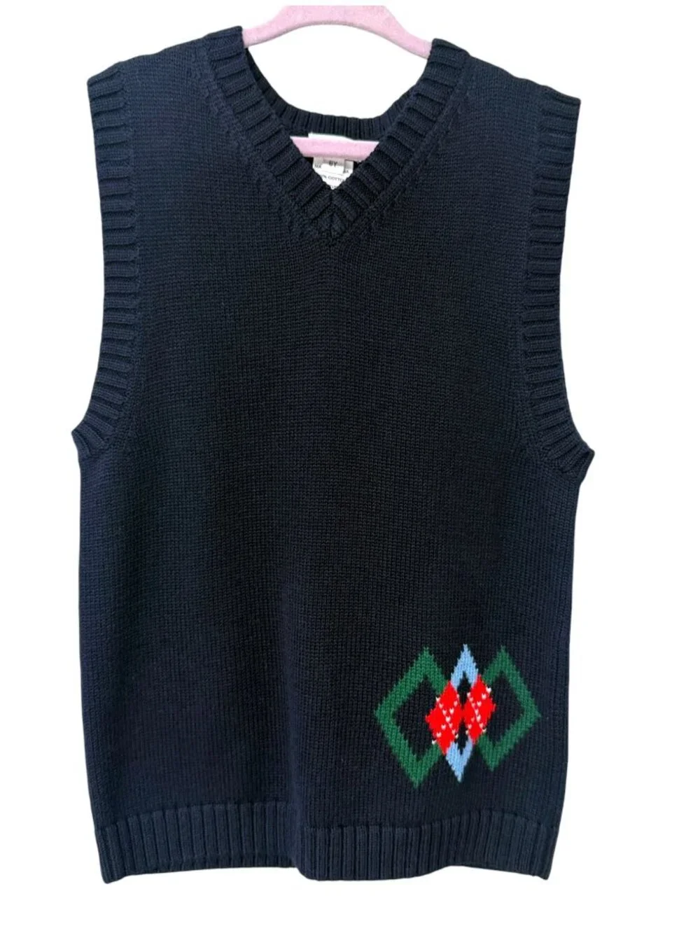 Best & Co by Susie Boys Sweater Vest Size 6Y Navy Blue Argyle Cotton Preppy NWT